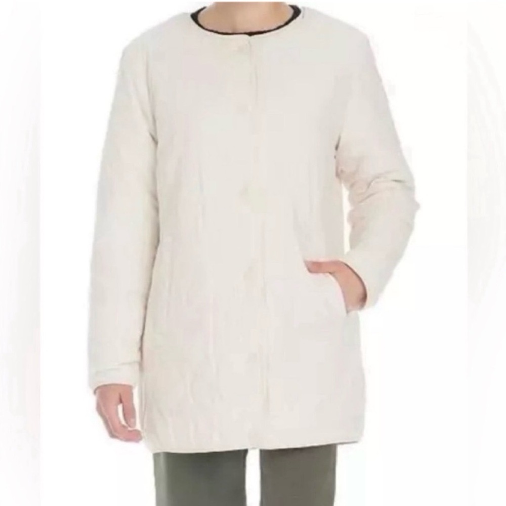 Koolaburra Ugg women’s cream Reversible faux Sherpa Quilted Jacket Collarless S